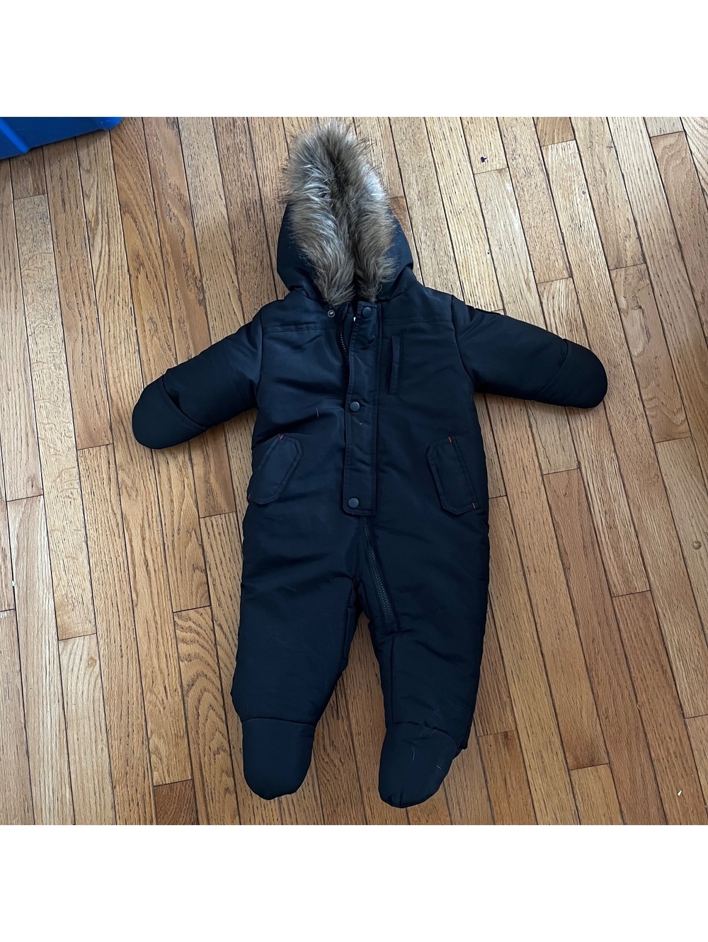 Rothschild Baby 12M Black Winter Snowsuit with Faux Fur Hood